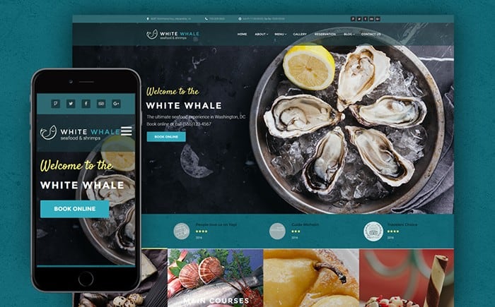 White Whale – Calm Seafood Restaurant WordPress Theme