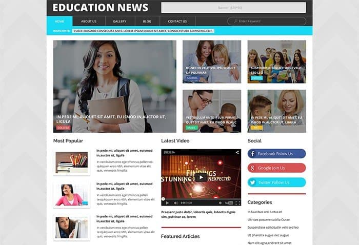 Education News WordPress Template