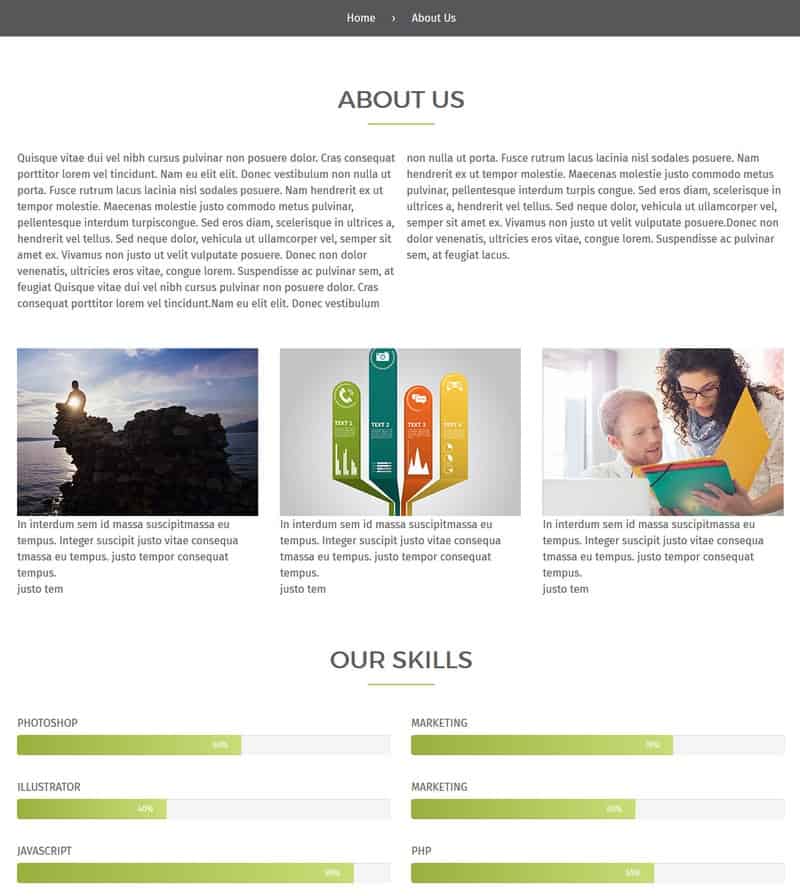 Responsive Business About Us Page Preview