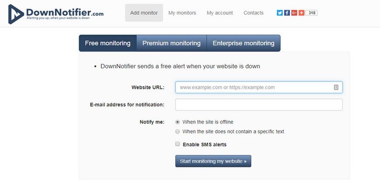 DownNotifier is useful tool that can be used so as to monitor your site.