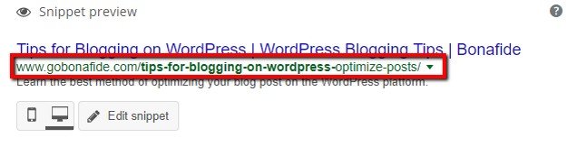 In any case, keep the URL slug short, 50 to 80 characters total. 