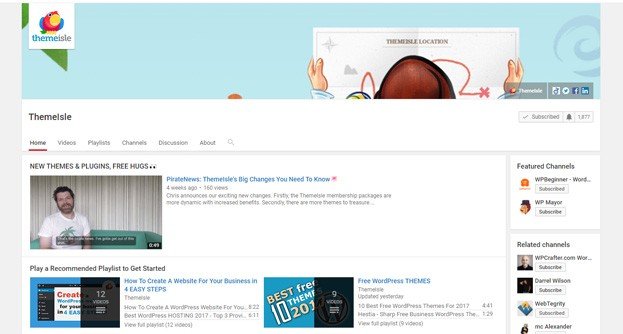ThemeIsle YouTube channel for WordPress users.