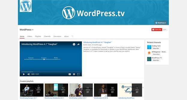 This channel is home to presentations from various WordPress meetups.