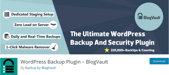 BlogVault is a WordPress backup and restores plugin.