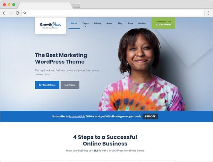 GrowthPress is all-around marketing WordPress theme perfect for almost any kind of online business. 