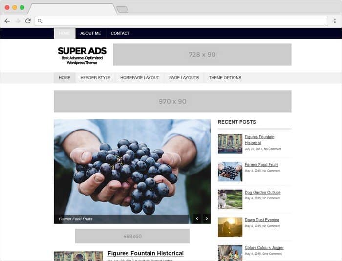 Super Ads is mainly designed for clean looking and fast loading.