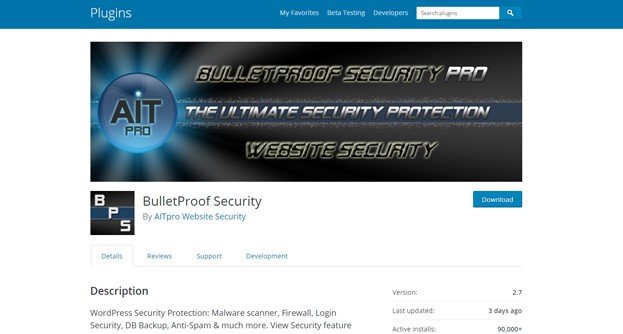 Bulletproof scans the website for malware.