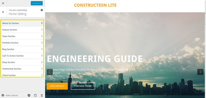 Highly Configurable Homepage – Construction Site Focused.