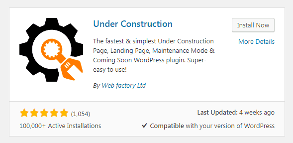 Install Under Construction WordPress Plugin.