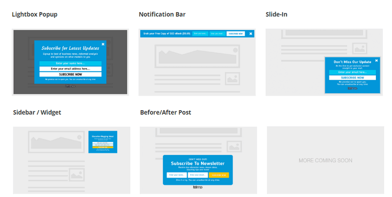 Lightbox - This is the most effective and popular way to build an email list.