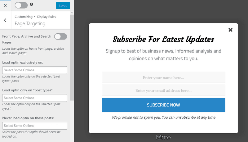 Use the page-level targeting feature to separate your email list and create a group.