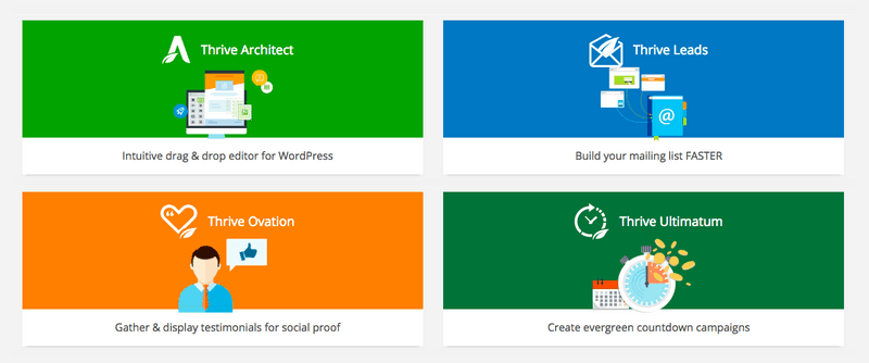 Thrive Leads email list building solution - Some products from Thrive Themes.