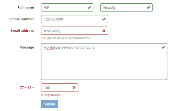 Getting spam messages and incorrect data through a contact us form is a common problem..