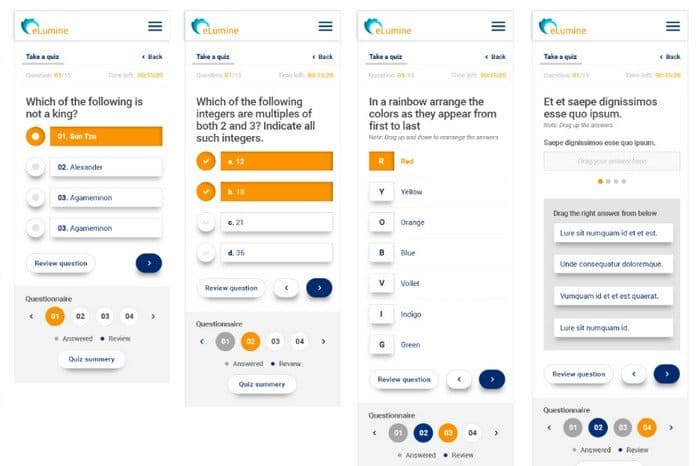 The quiz module also possesses the one-of-a-kind look and feel. 