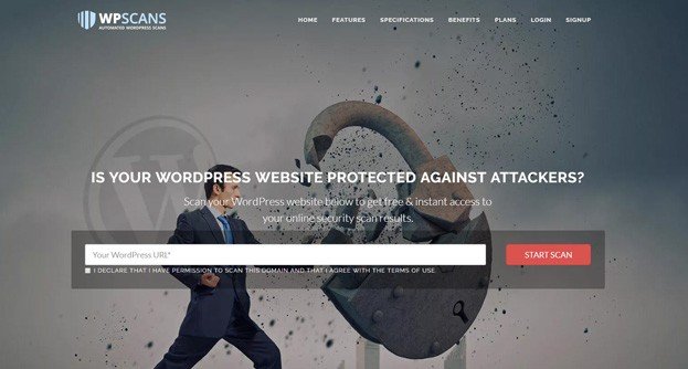 WP Scans is a web application that analyses WordPress sites.