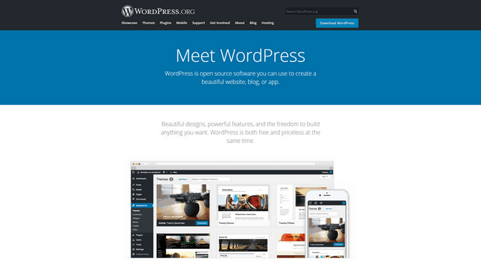 WordPress is an open source blogging platform with flexible features.