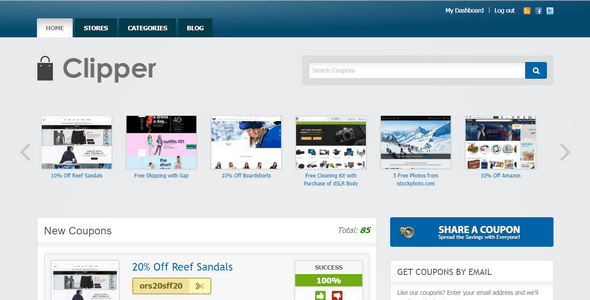 Clipper is a discount and coupon WordPress theme from AppThemes.