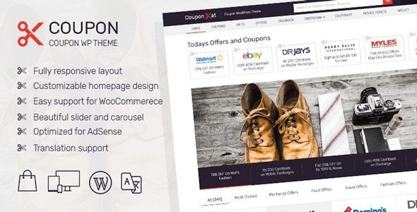 Coupon is a WordPress theme from MyThemeShop designed for selling coupons online.