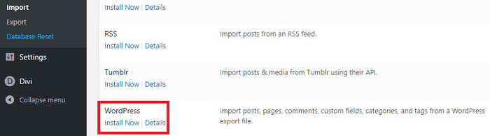 Importing content to the new site.