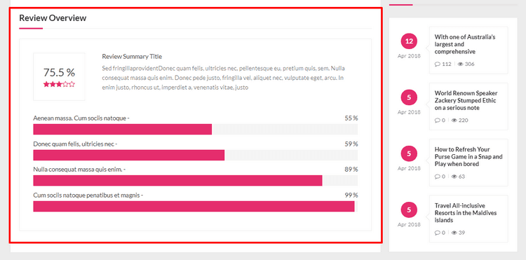 Built-in post review system - percentage review.