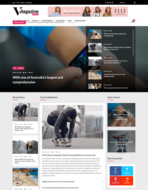 VMagazine – Premium Magazine WordPress Theme Demo One