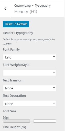 You can change typography in the header. 