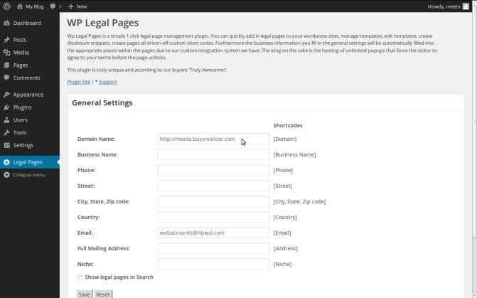 Create the legal pages in WPlegalPages