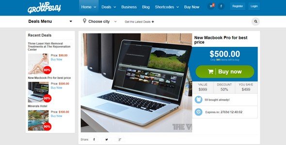 WPGroupbuy is a flexible and WordPress theme for deals and coupons.