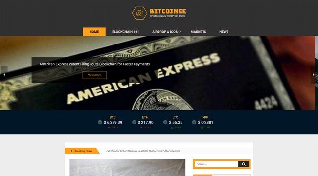 Bitcoinee is a free cryptocurrency WordPress theme.