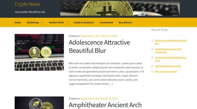 Crypto News is a free cryptocurrency WordPress theme with a minimalist and clean design. 