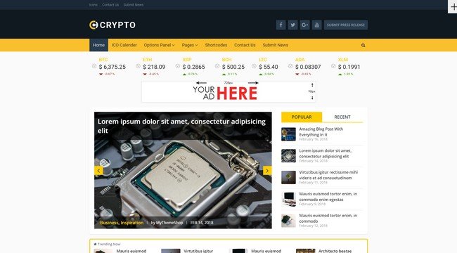 Crypto is a cryptocurrency WordPress theme from MyThemeShop. 