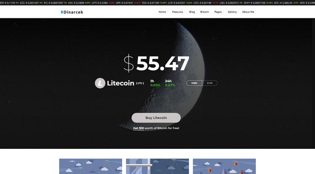 Dinarcek is a WordPress Bitcoin theme from Premiumcoding.
