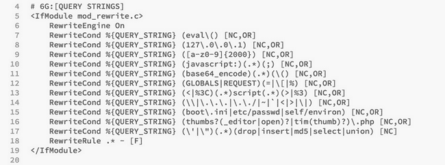 The first portion of the 6G code checks the query string and protects it from incoming maliciousness.