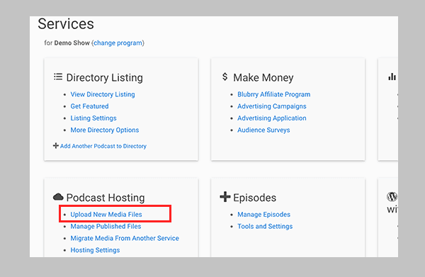 Learn how to Upload media files to Your Podcast hosting.