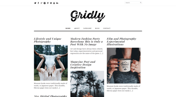 Gridly is a free beautiful WordPress theme from Dessign Themes.