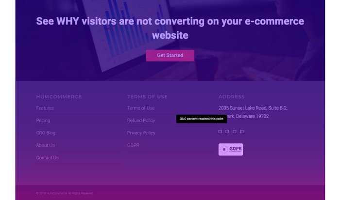 Scroll heatmap shows how much and till where visitors scroll on your website.