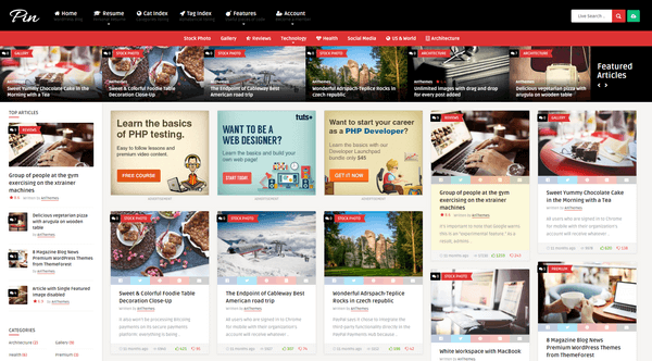 Pin is a perfect WordPress theme for anyone who likes Pinterest.