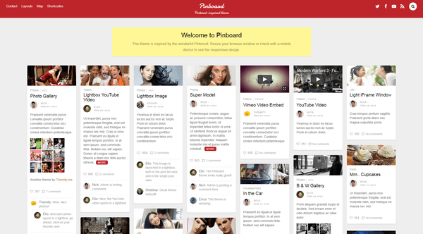 Pinboard is a creative Pinterest-inspired WordPress theme crafted by Themify.