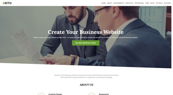 Brito is a great WordPress theme if you want to create a professional-looking website.