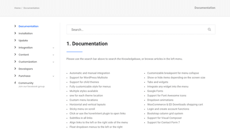 QuadMenu detailed documentation.