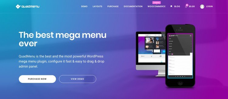 QuadMenu is a WordPress Mega Menu is a freemium WordPress plugin.