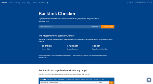 ahref free backlink checker