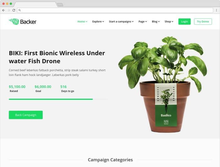 Backer is a multipurpose WordPress theme..