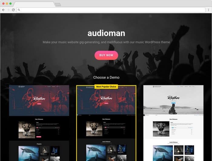 Audioman Pro is a modern Music WordPress Theme built for musicians. 