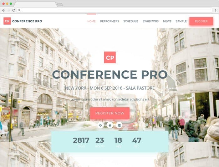 Conference Pro is WordPress event theme.