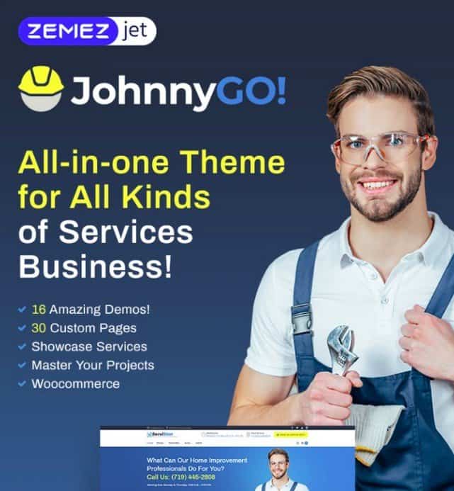 JohnnyGo is a all-in-one WordPress theme for businesses.