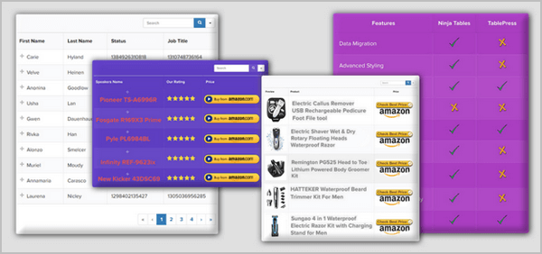 You can integrate your tables with Google sheets and WooCommerce.