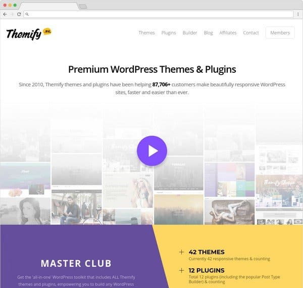 Themify features themes such as Ultra, Shoppe, Split, or Parallax.