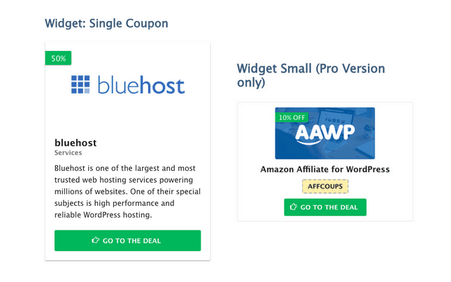 The pack includes Widget template for site owners to display coupons on the sidebar. 