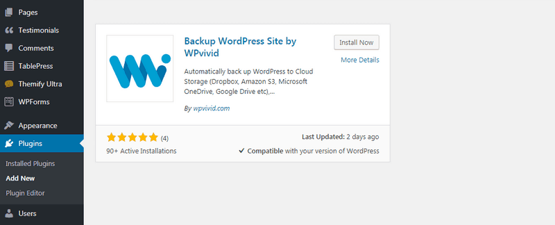 Install the Backup WordPress Site by WPvivid plugin.